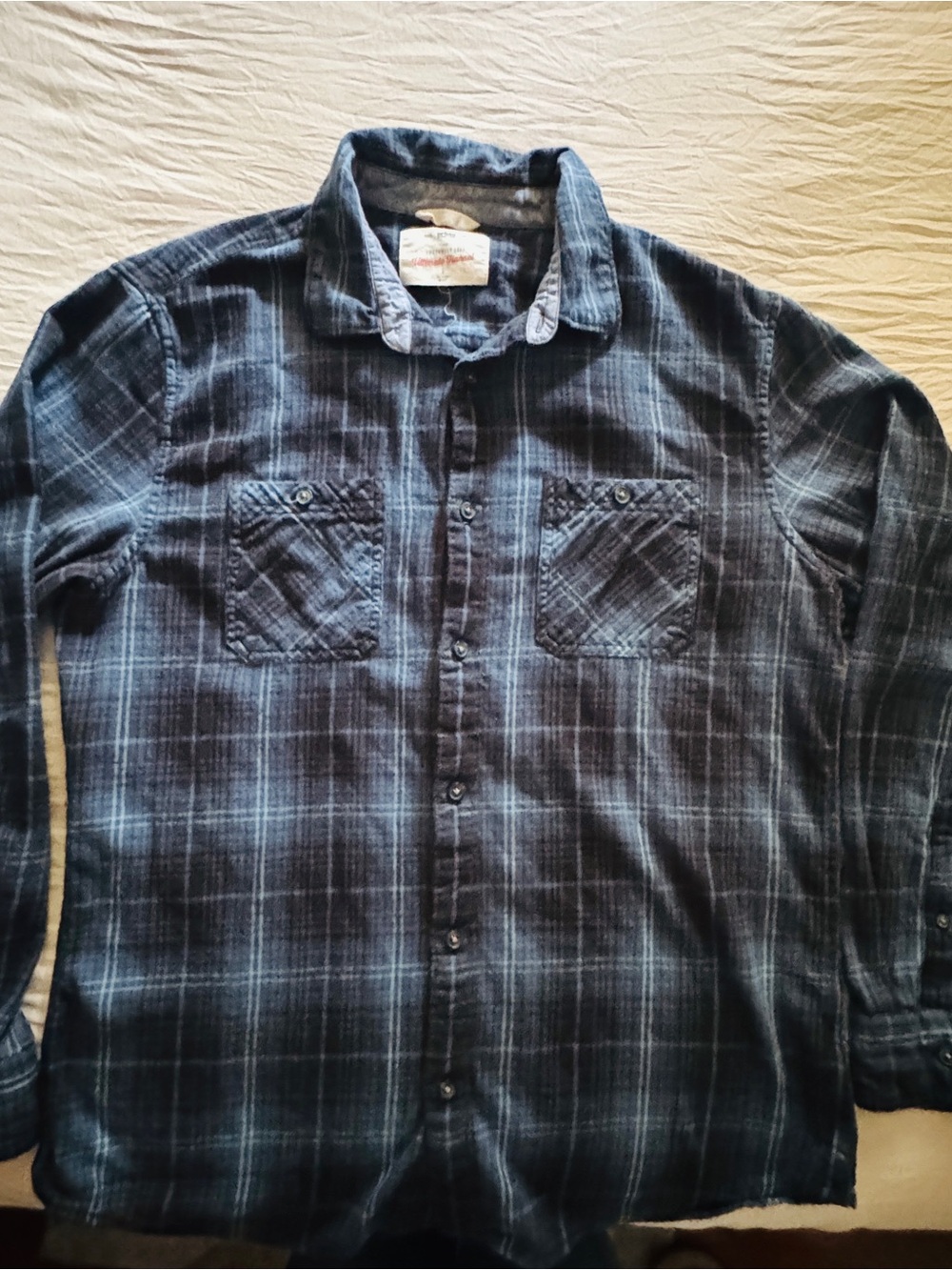 urban pipeline Navy and Gray Plaid Button-Down Shirt